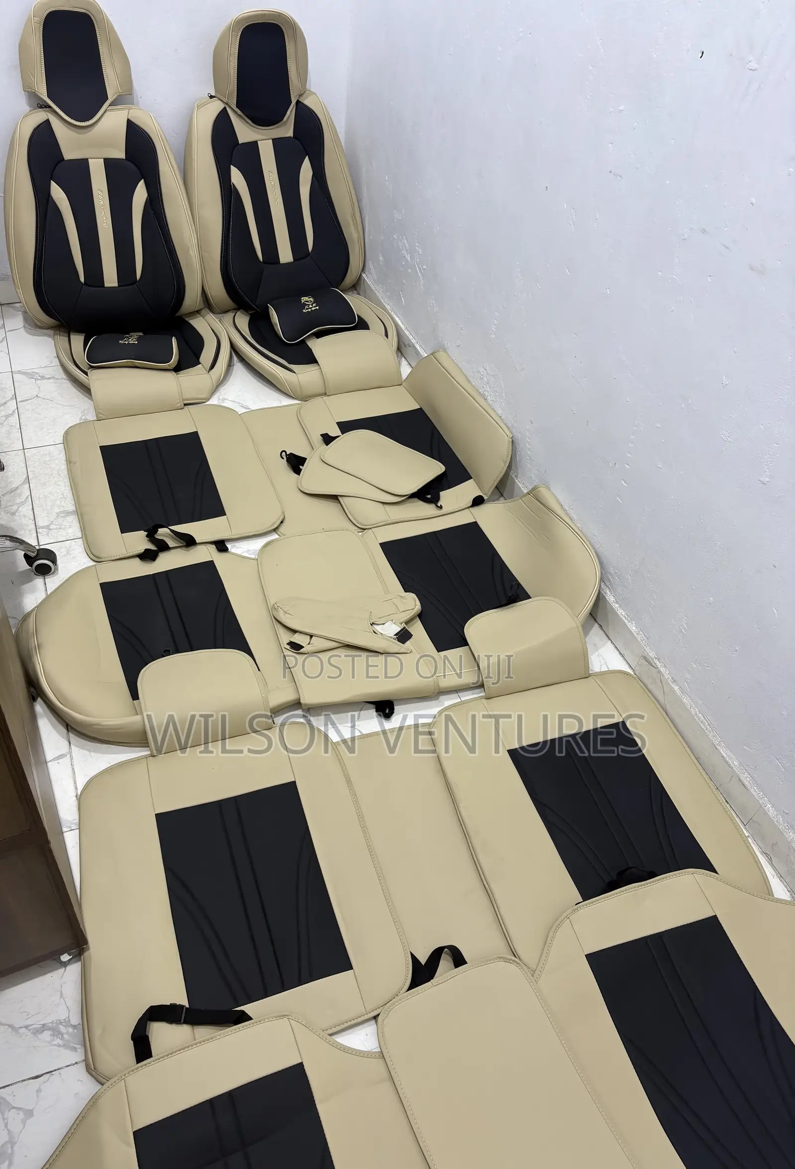 Milk and Black Seat Cover for 7 Seater Highlander Sienna