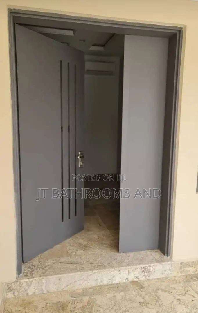 Grey Israeli Steel Security Door With Multi-Point Locking System