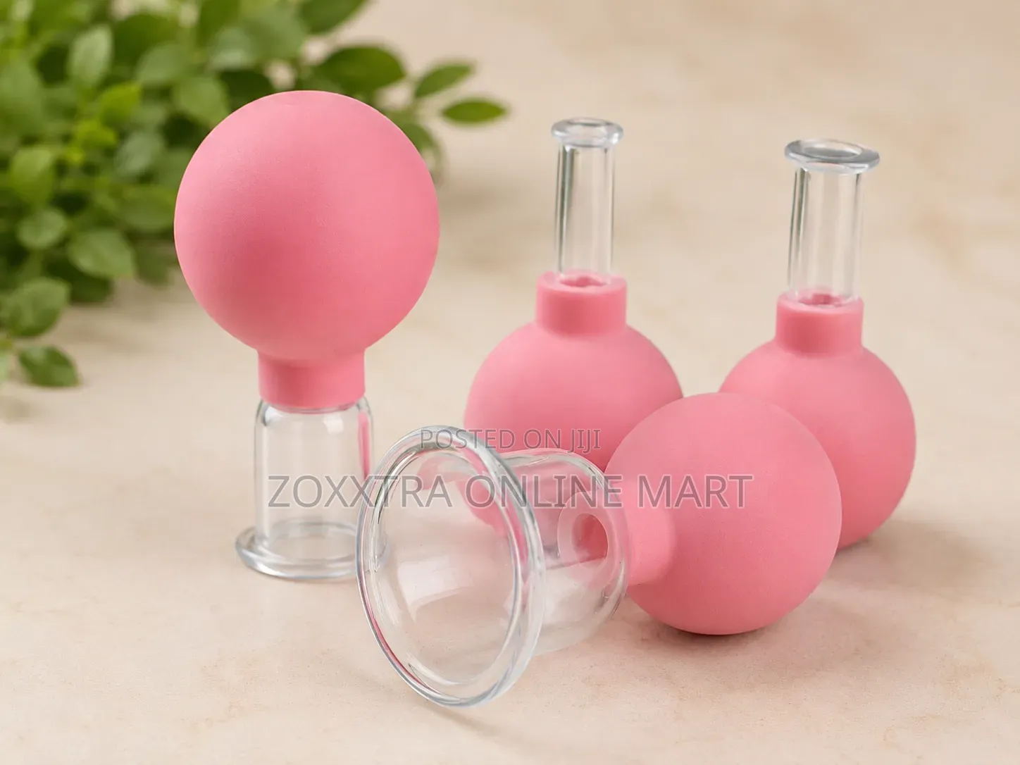 4-Piece Glass Silicone Cupping Cup Set Anti-Aging Vacuum Suction Cups