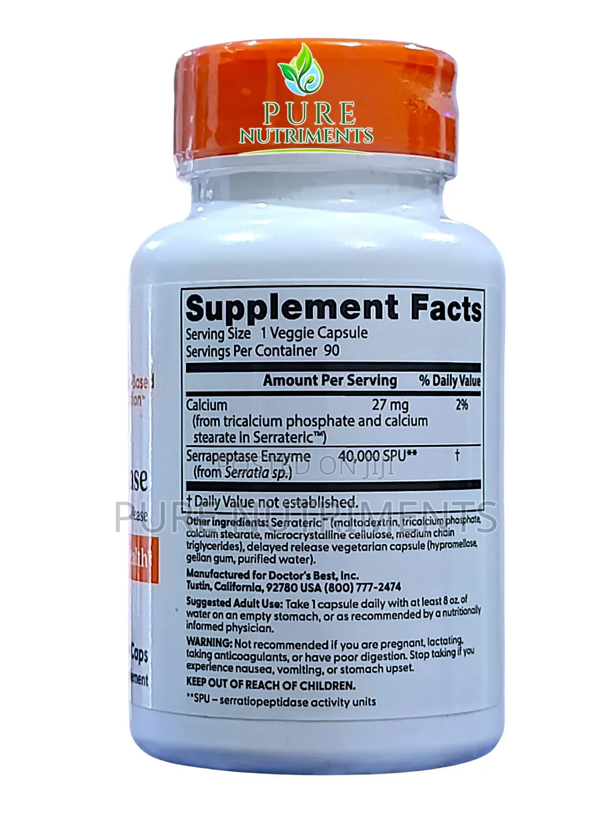 Doctor’S Best Serrapeptase 40,000 Spu 90 Veg Caps_ Sinus Health Pain