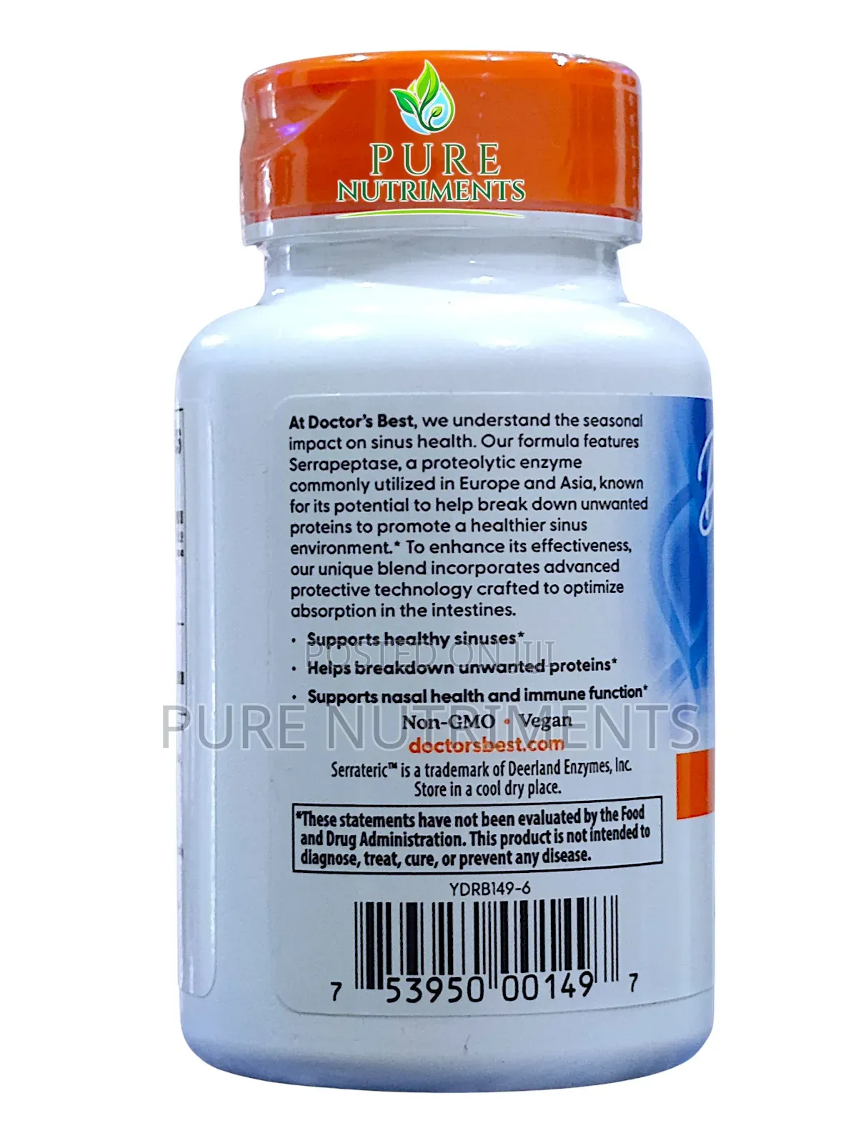 Doctor’S Best Serrapeptase 40,000 Spu 90 Veg Caps_ Sinus Health Pain