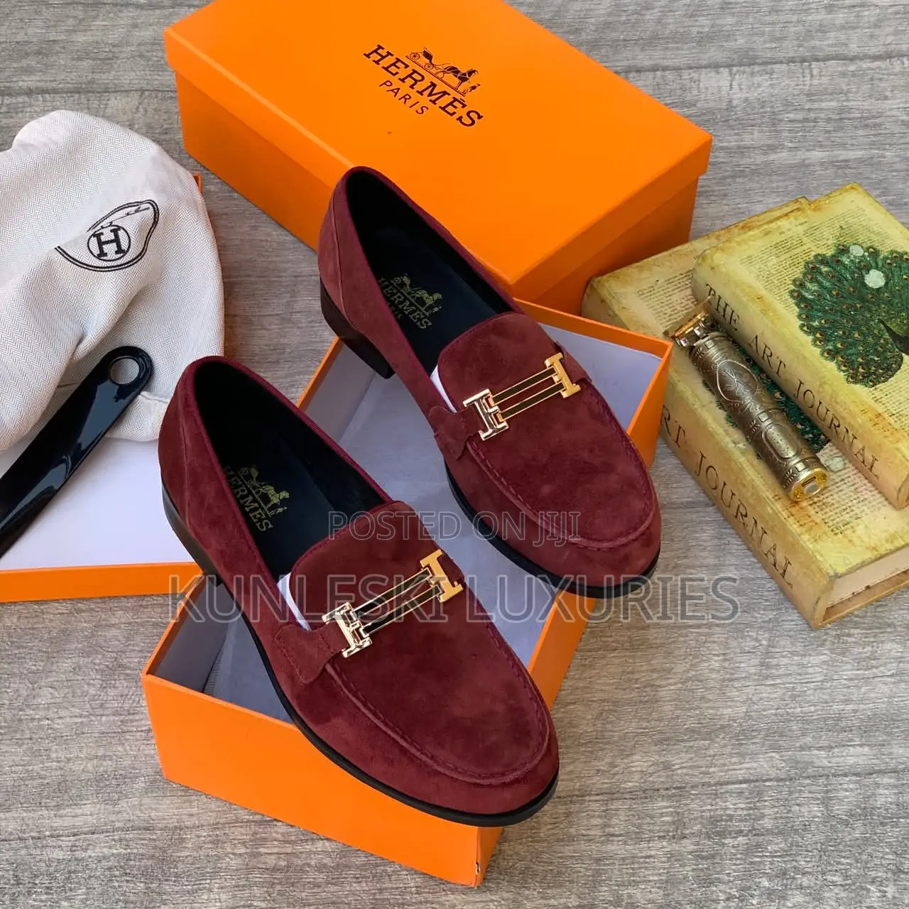 Original Hermes Suede Loafers Shoes