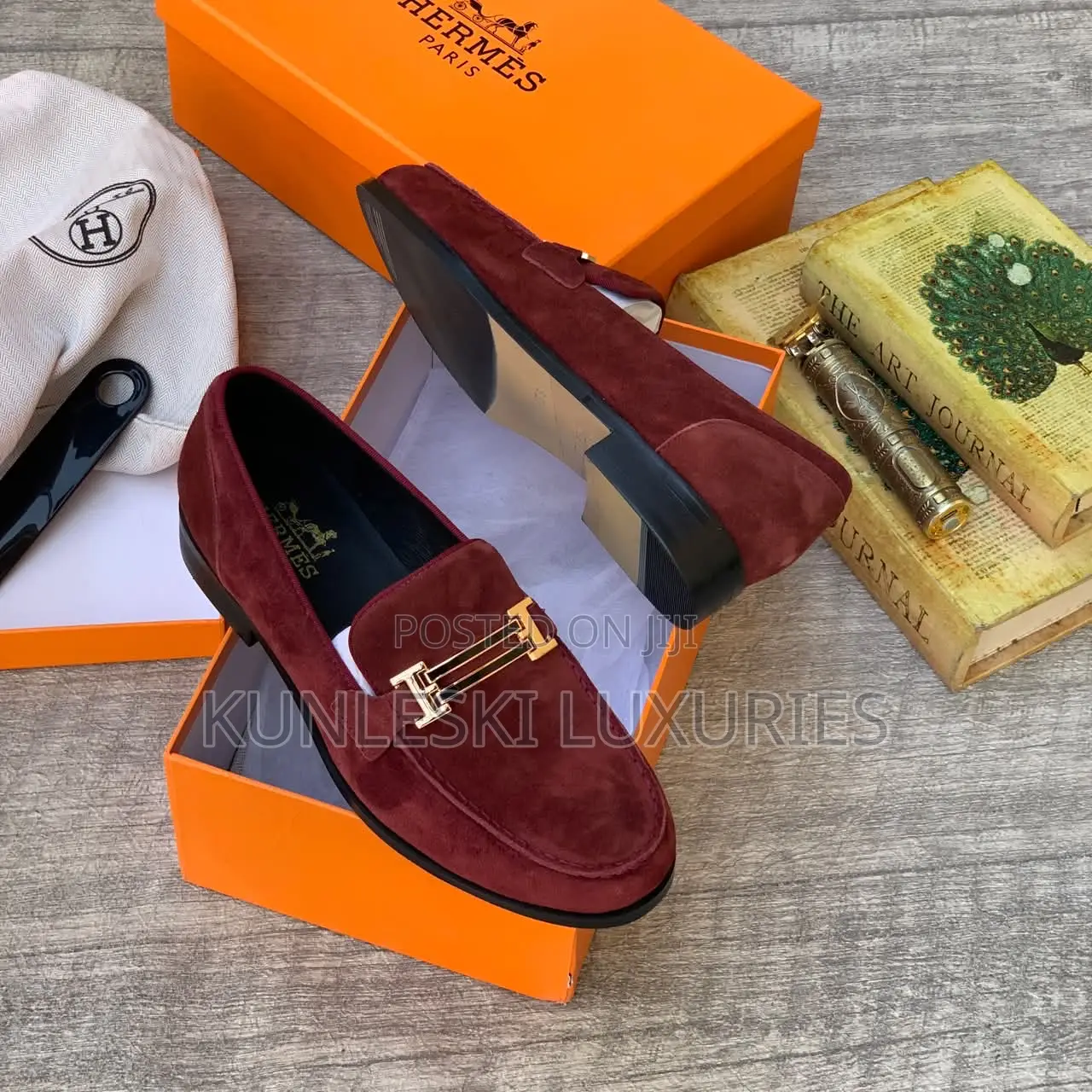 Original Hermes Suede Loafers Shoes