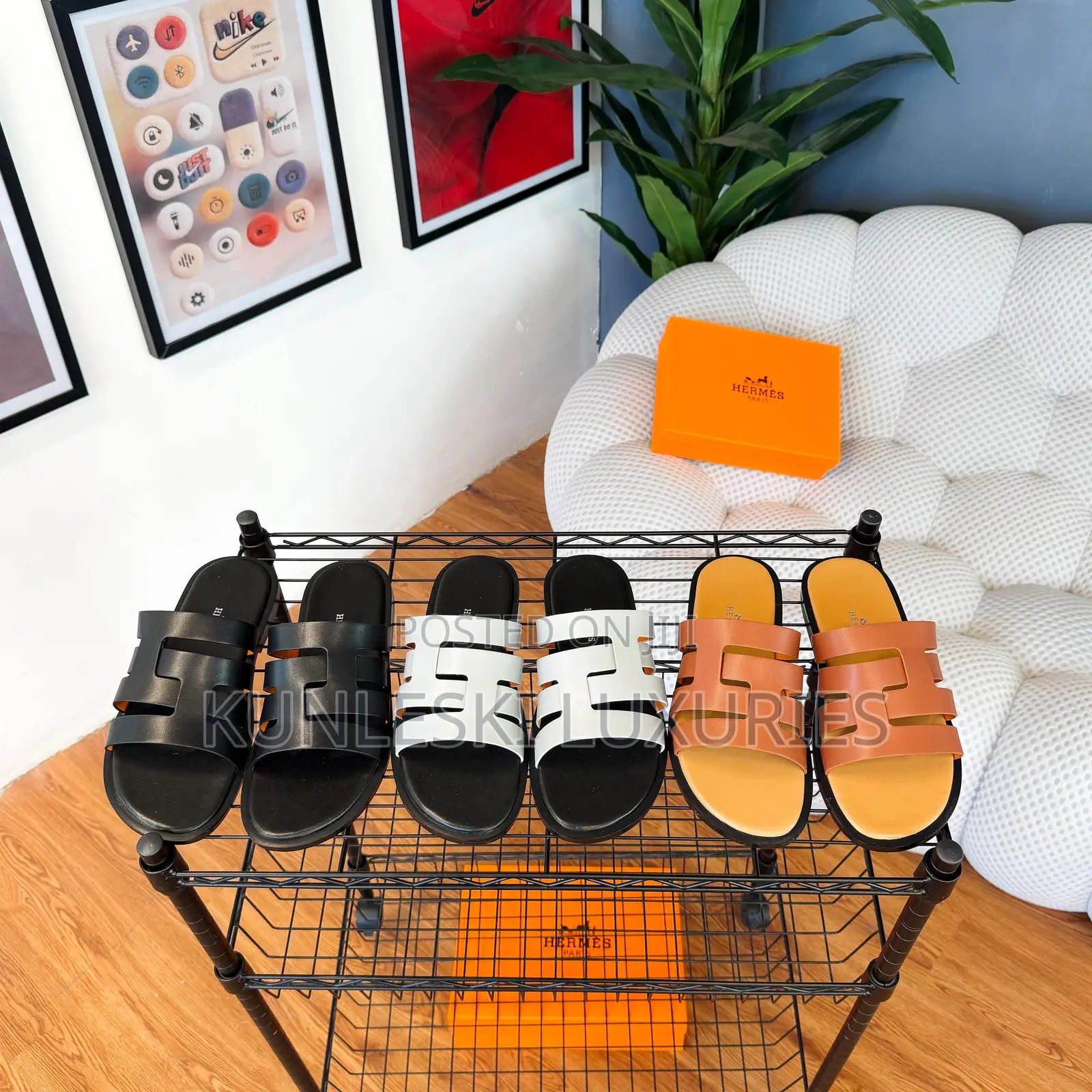 Original Hermes Spiral Men Slippers