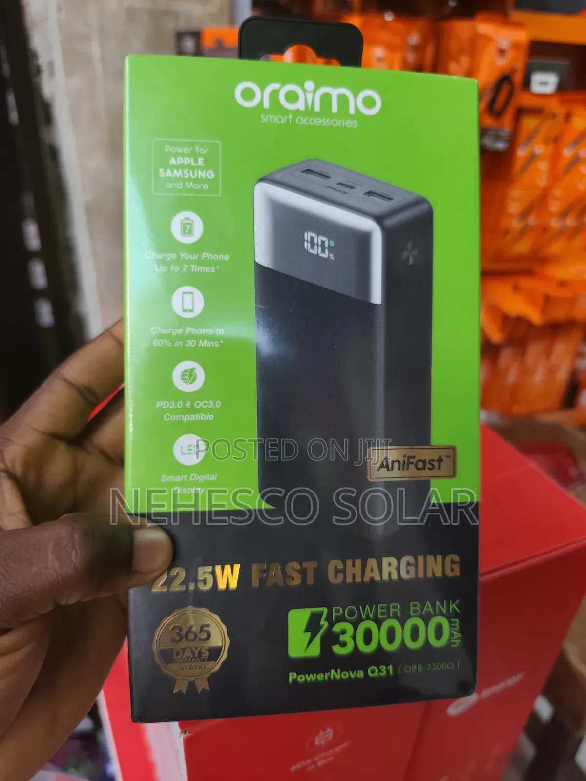 High Capacity Oraimo Power Bank 30000mah - Charge Up to 7 Times