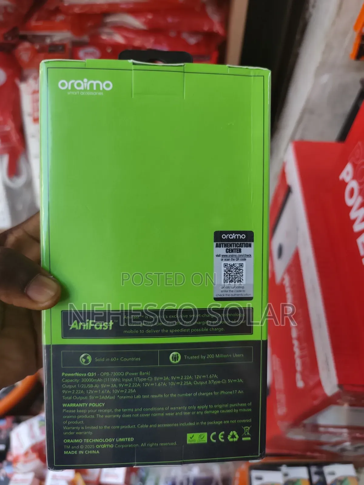 High Capacity Oraimo Power Bank 30000mah - Charge Up to 7 Times