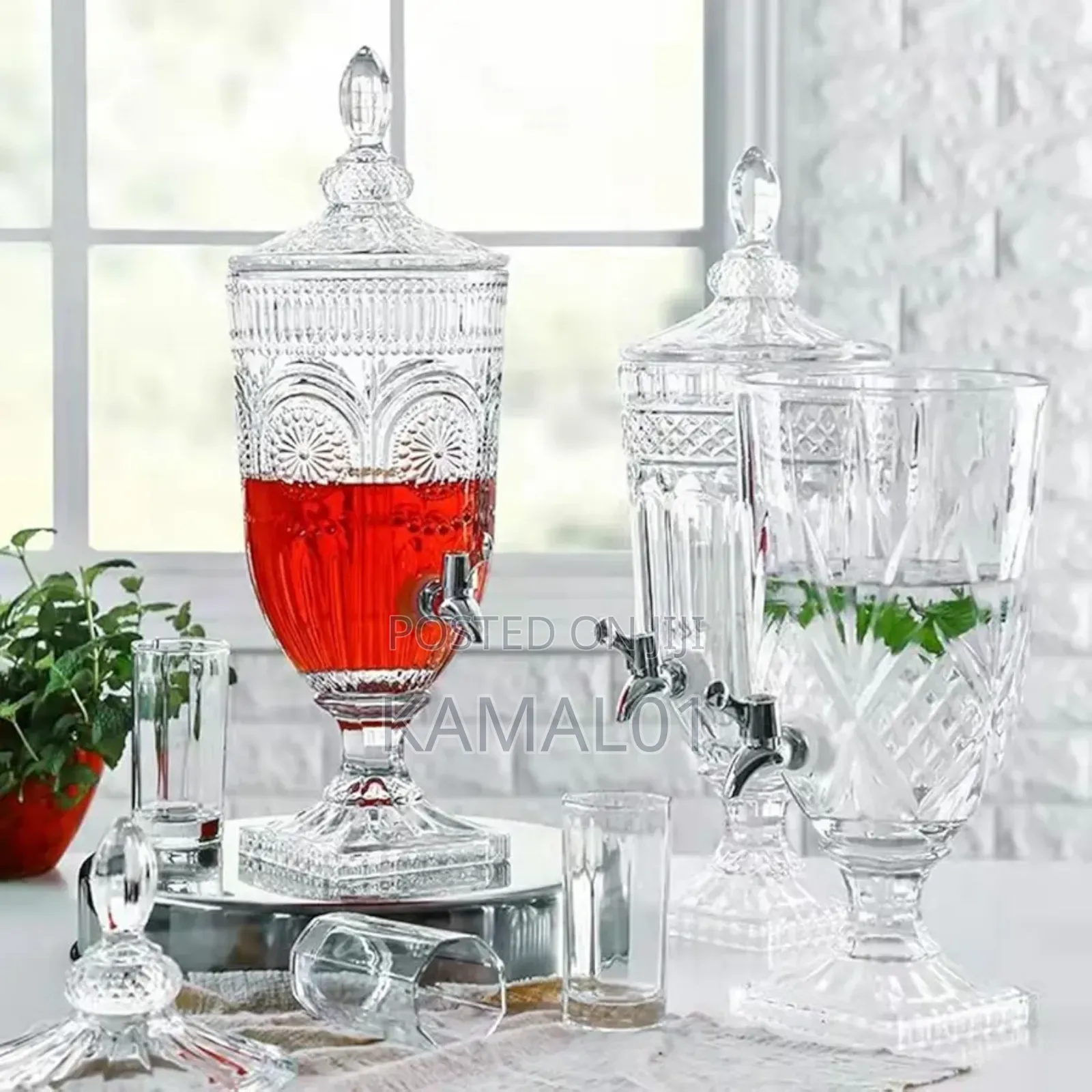 Glass Beverage Dispenser, 5l Large Glass Juice Jug