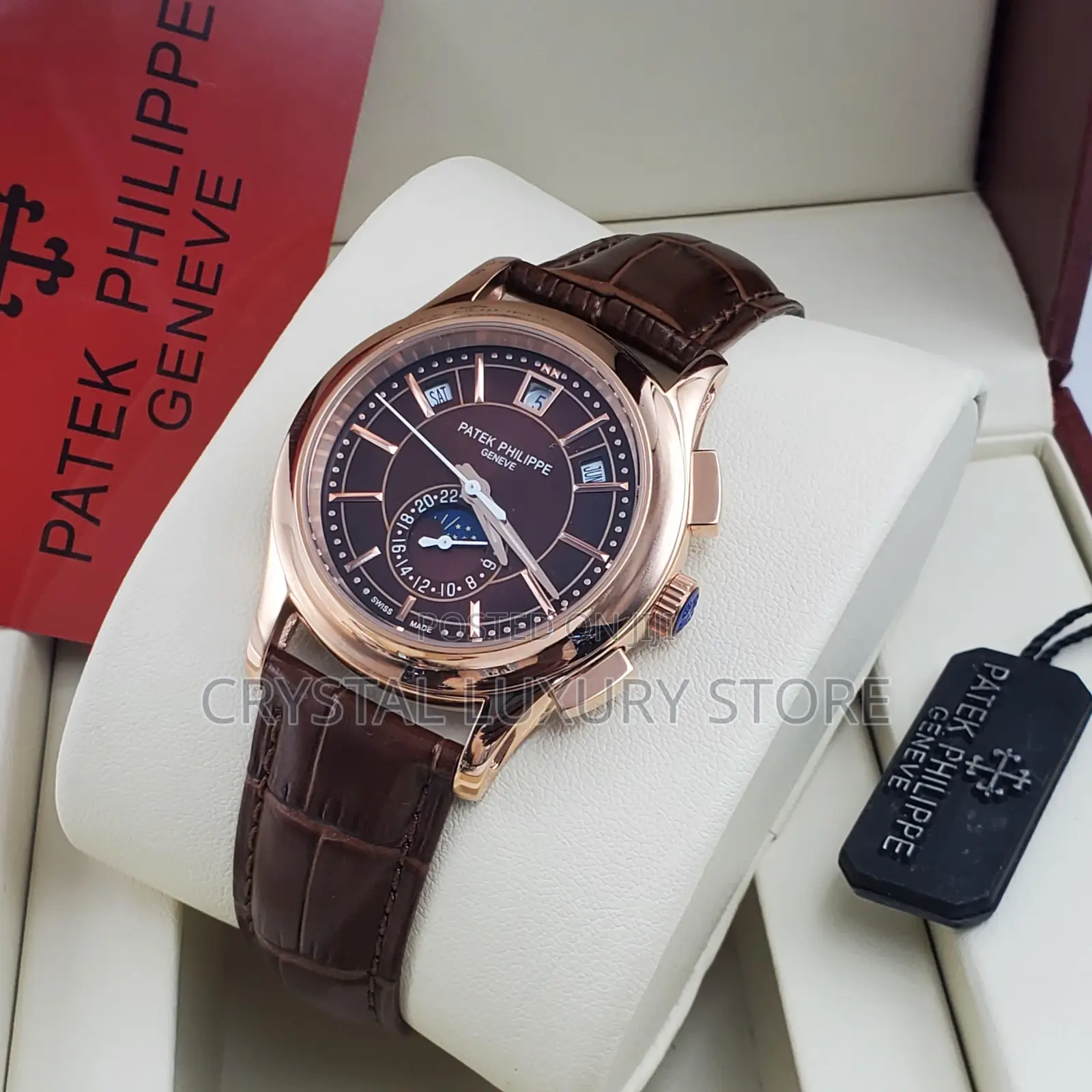 Patek Philippe Quality Luxury Men Genuine Leather Wristwatch