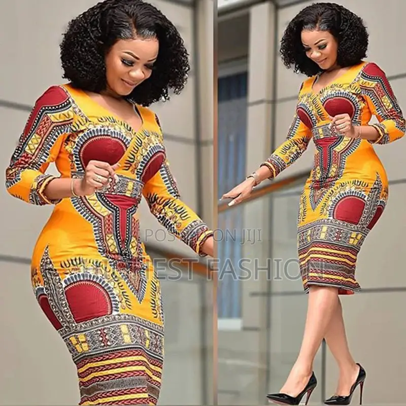 Dashiki v-Neck Bodycon Dress