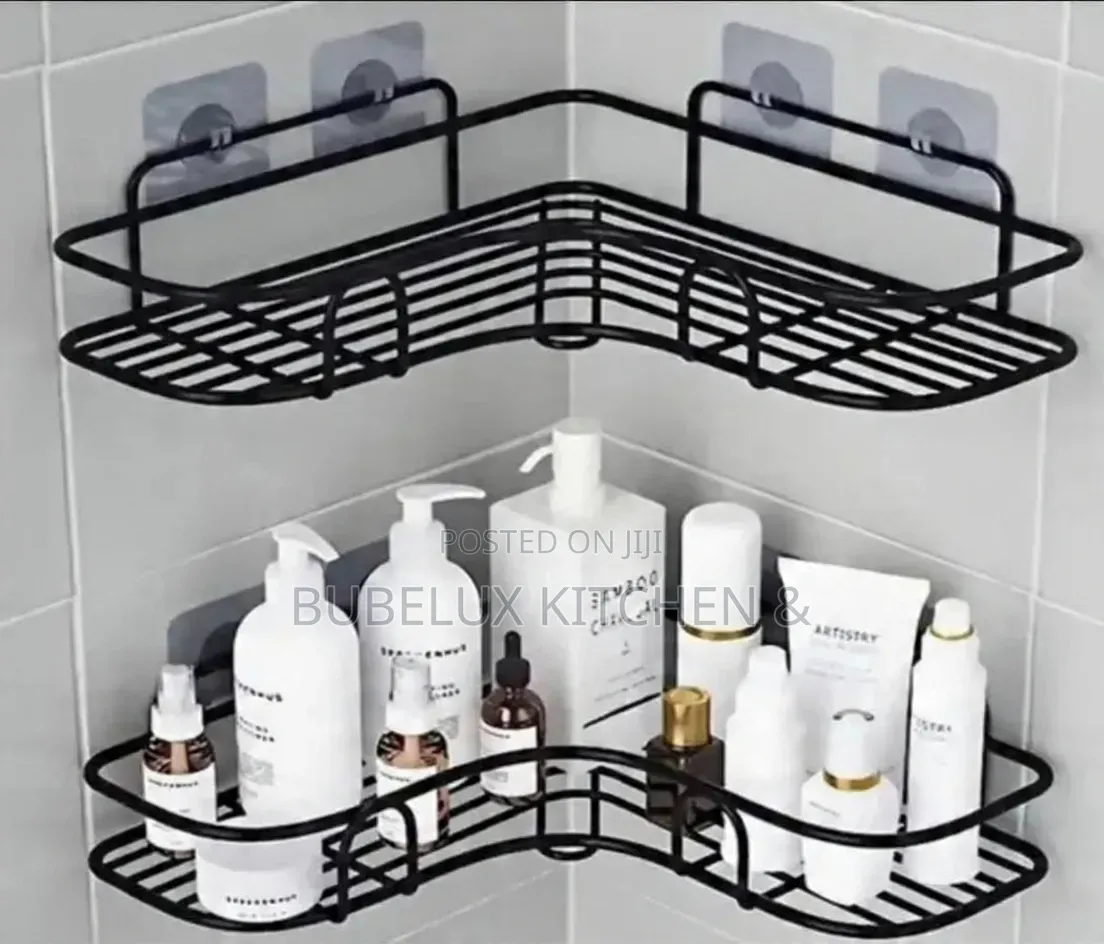 Corner Shower Caddy Shelf - Adhesive Bathroom Organizer Rack No Drill`