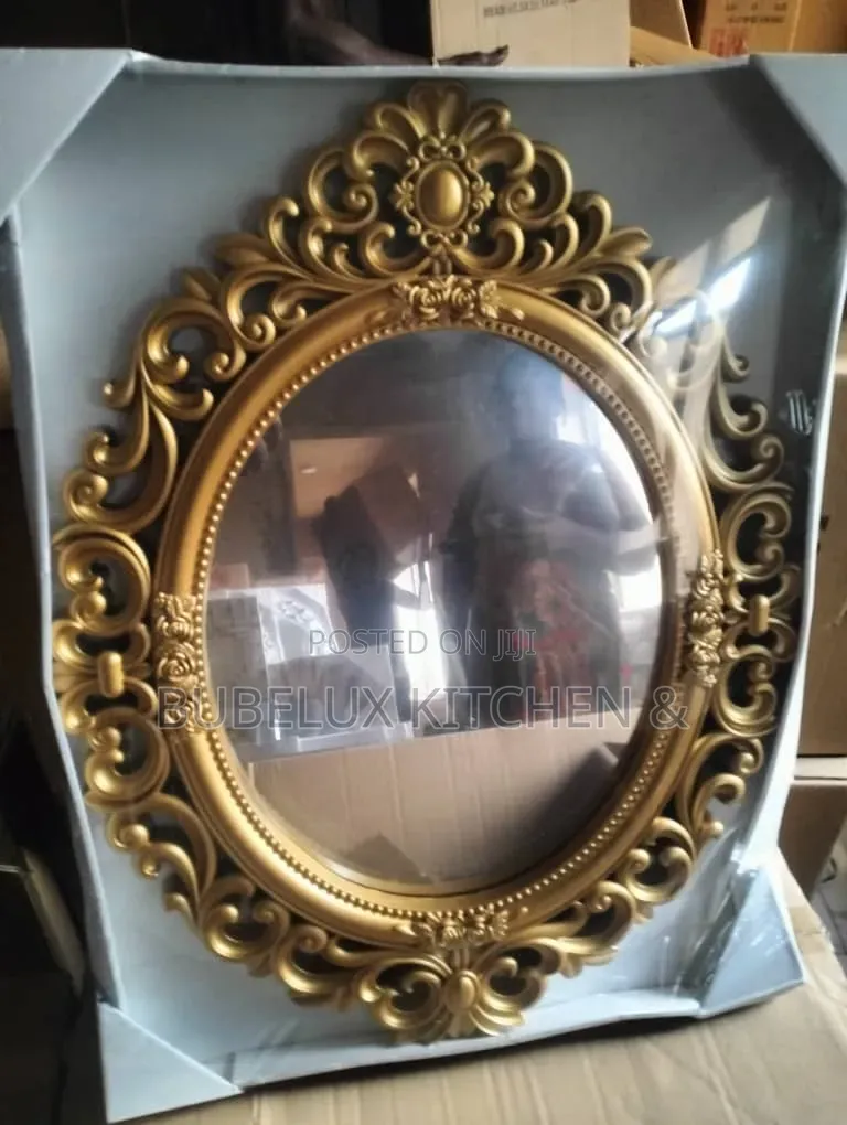 Vintage Gold Oval Wall Mirror - Ornate Carved Frame Decor Mirror`
