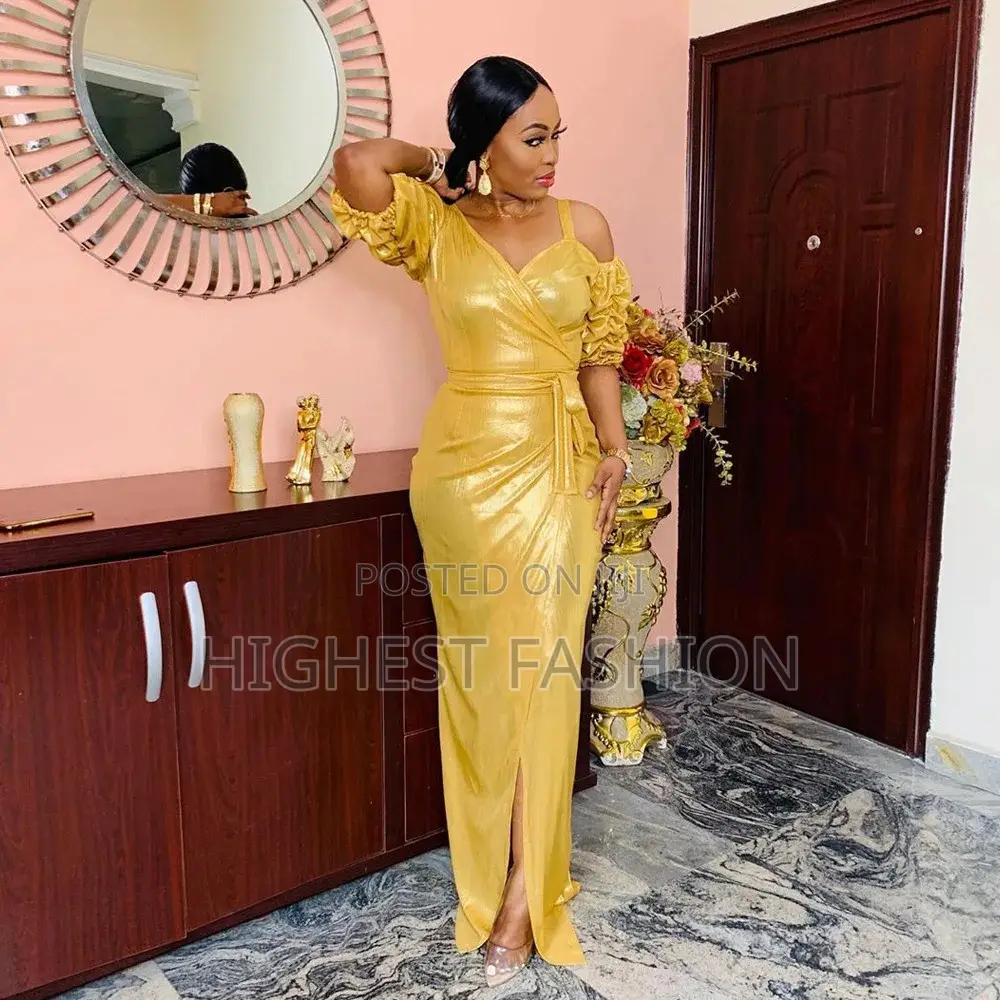 African v Neck Off Shoulder Dress
