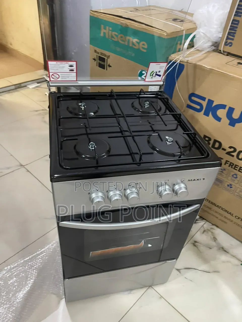 Maxi Compact 50x50 Gas Cooker – 4 Burner Black Grey Edition