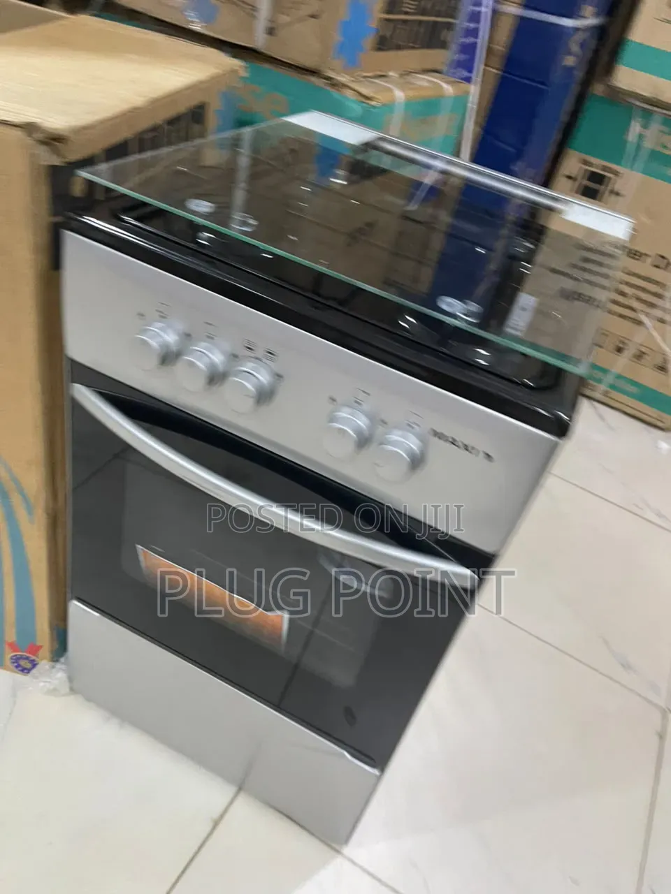 Maxi Premium 4 Burner Gas Cooker 50x50cm Black Grey