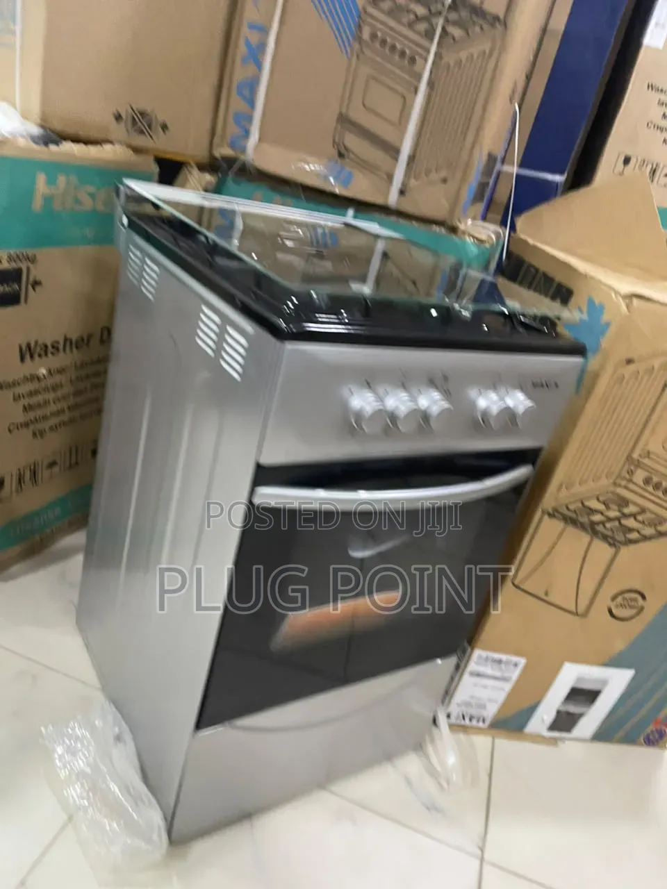 Maxi Black Grey Gas Cooker 50x50 – Four Powerful Burners