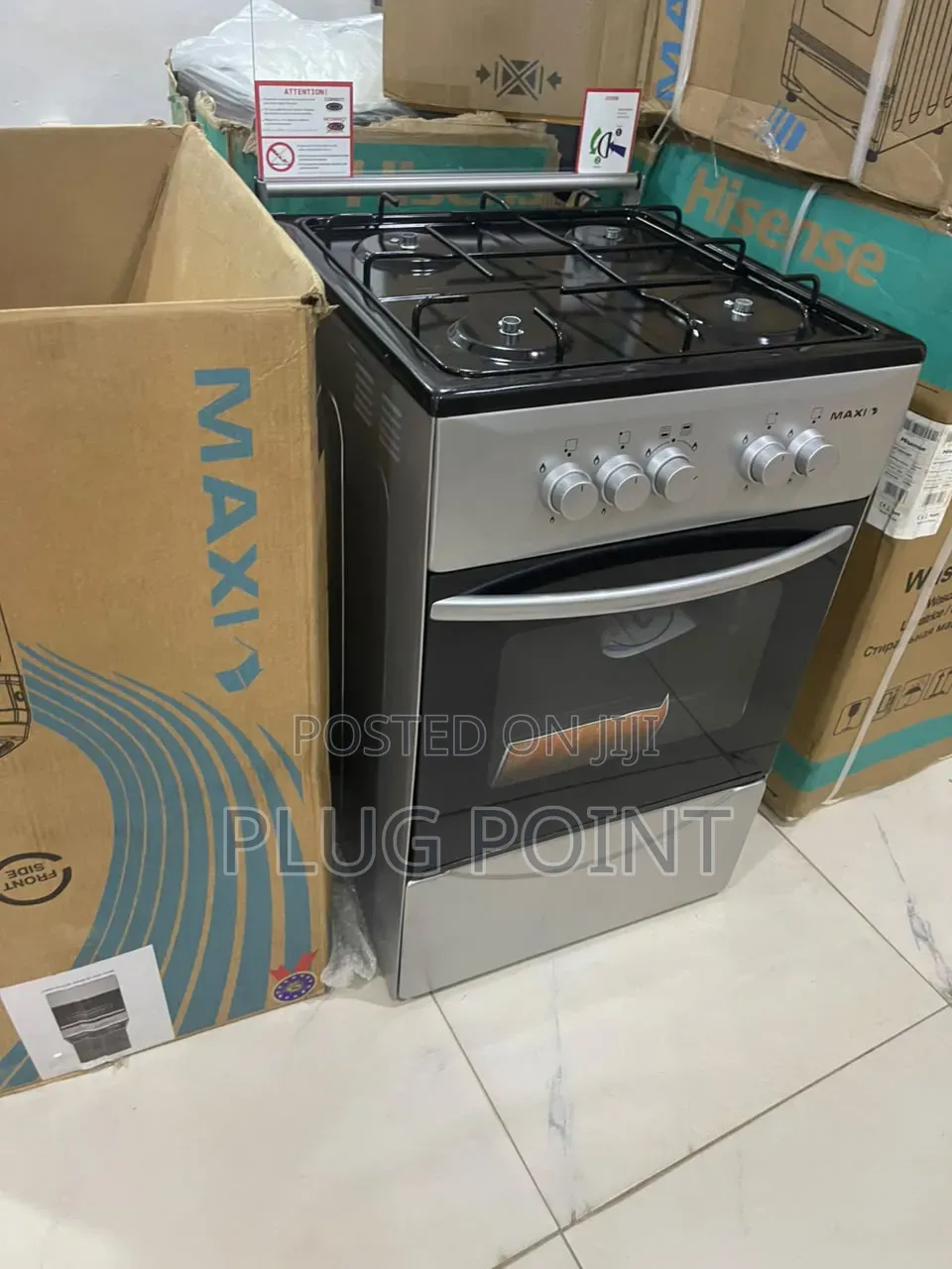 Maxi Black Grey Gas Cooker 50x50 – Four Powerful Burners