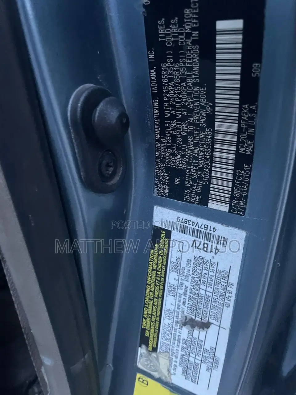Toyota Sienna 2006 Blue