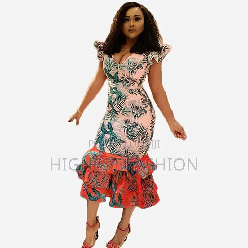 African V’Neck Bodycon Dress