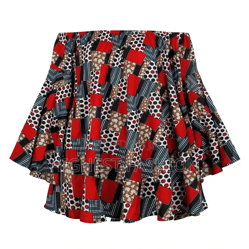 Ankara Off Shoulder Long Sleeve Dress