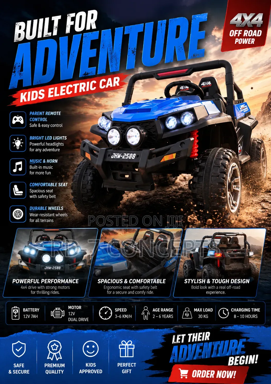 Rugged Kids Electric Car
