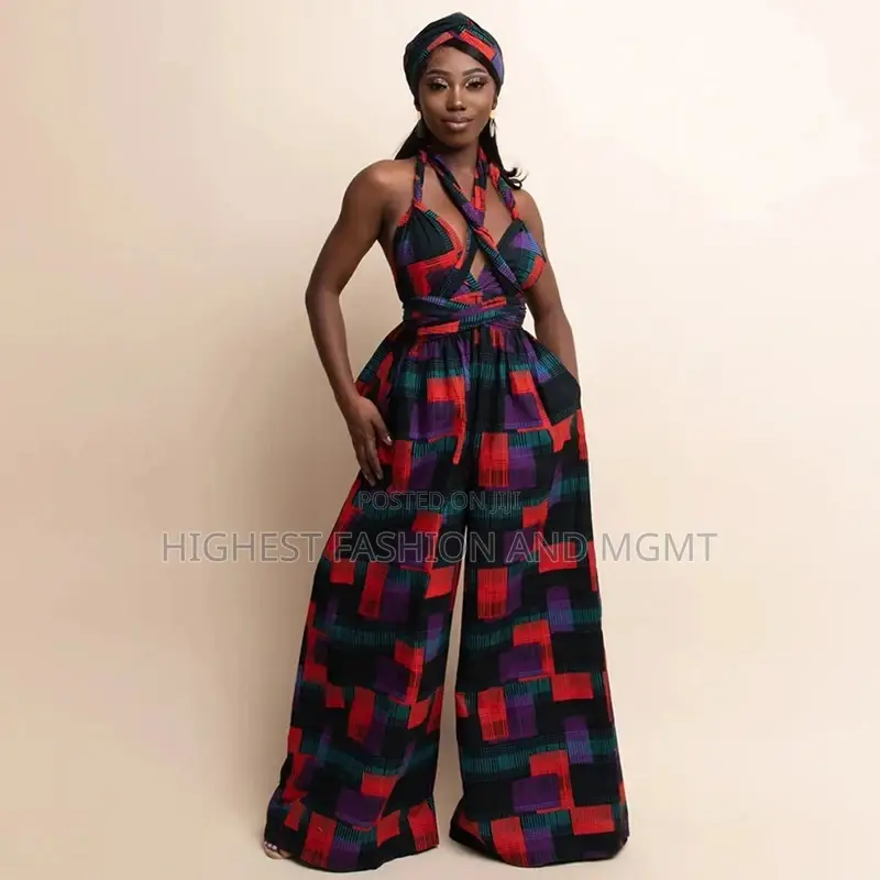 African Suspenders Jumpsuit