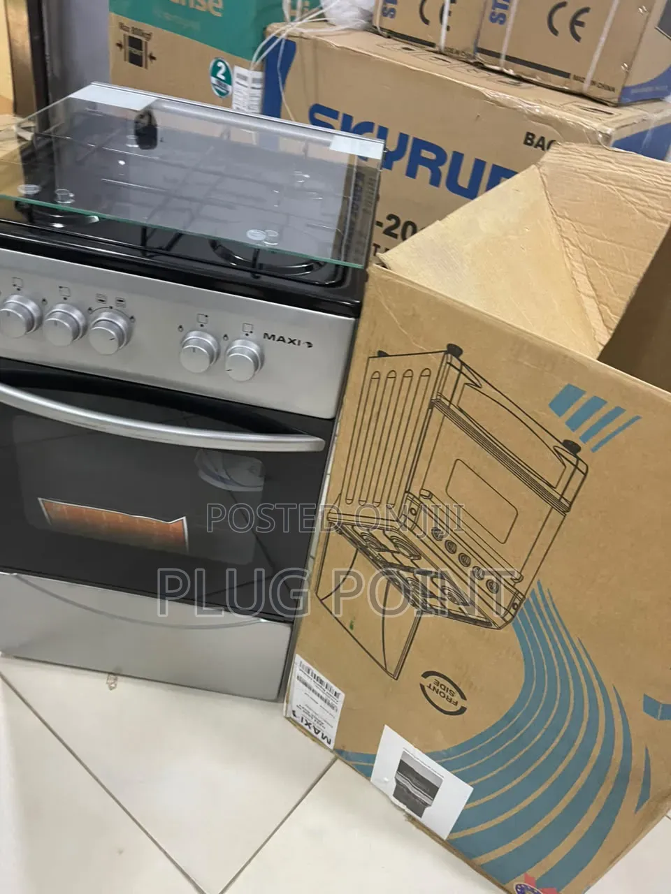 Maxi Durable 50x50 Four Burner Gas Cooker in Black Grey