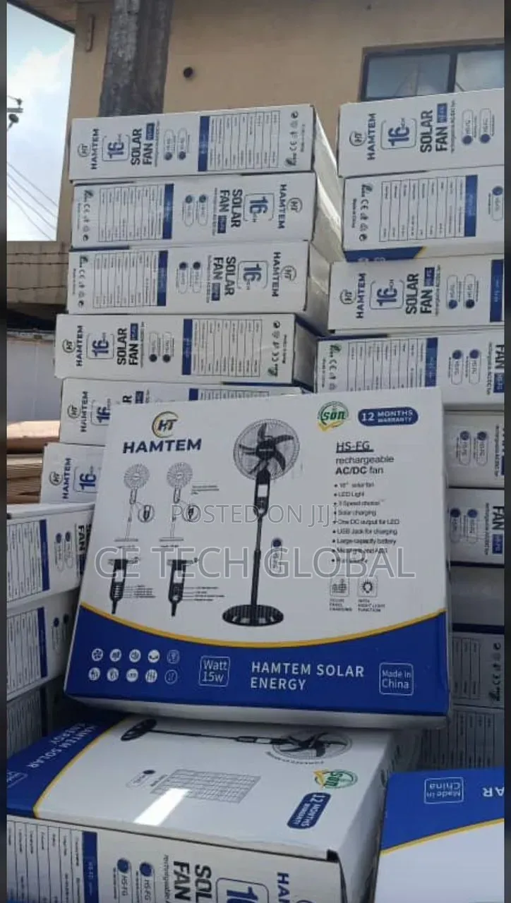 Rechargeable Solar Fan With Panel And Inbuilt Lithium Battery - Hamtem