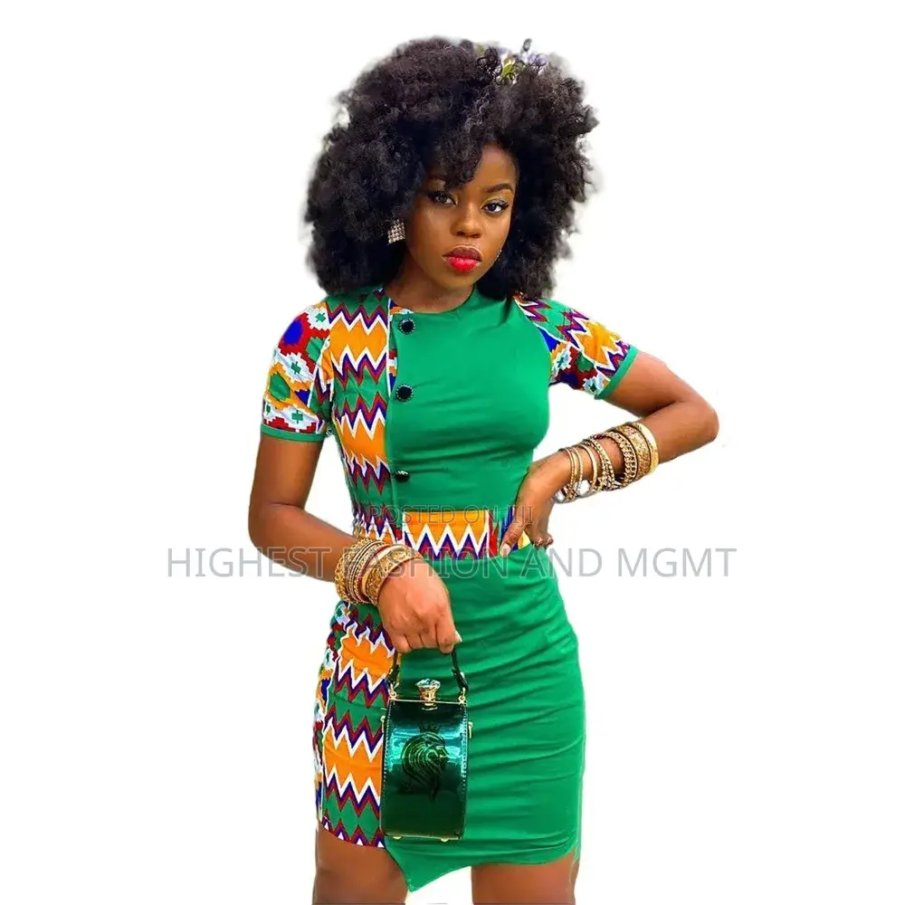 O-Neck Mini Dress African Dress
