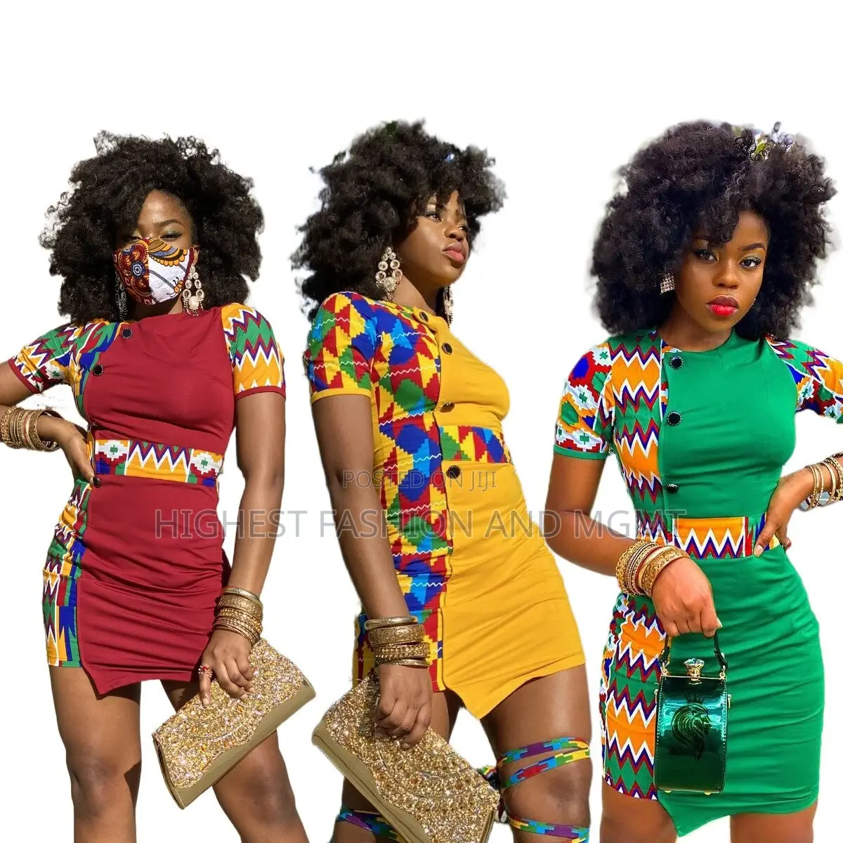 O-Neck Mini Dress African Dress
