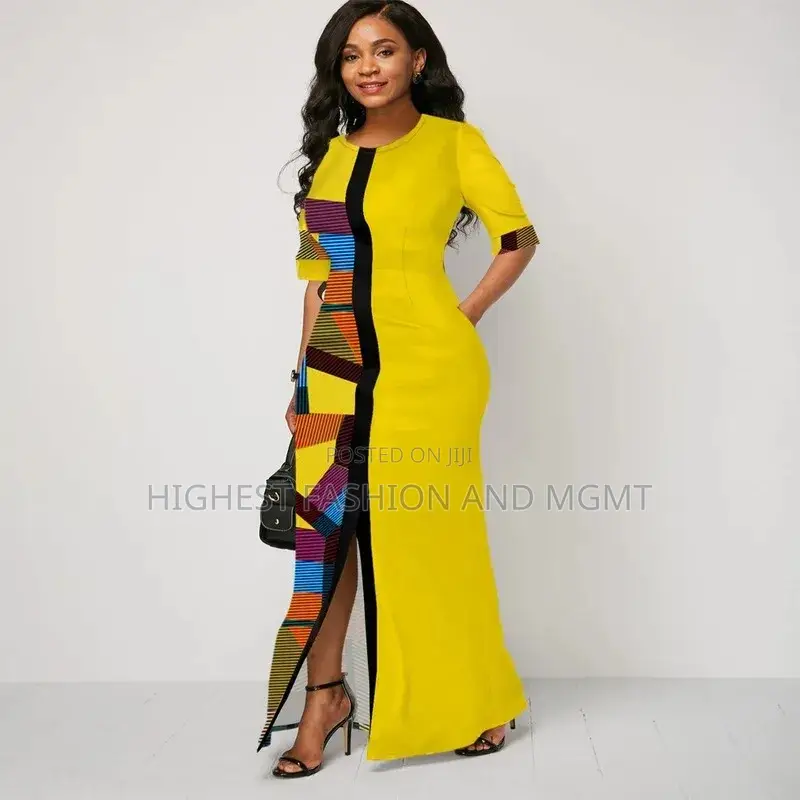 Printed Long Sleeve Africa Dress