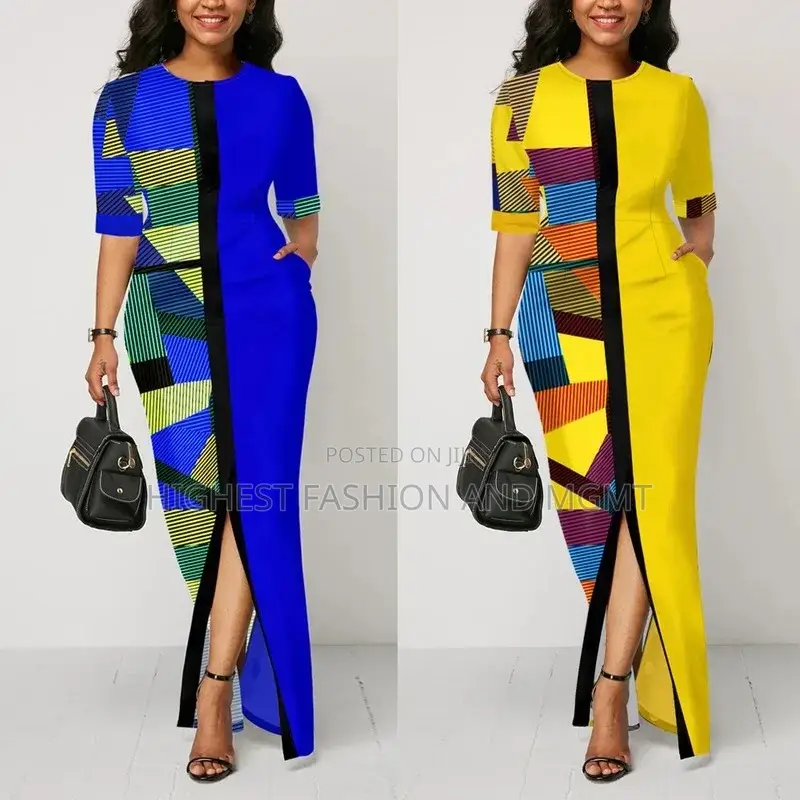 Printed Long Sleeve Africa Dress