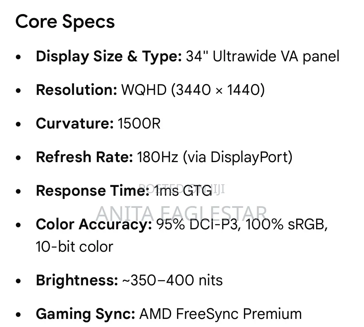 34 Inch Ultrawide Curved Gaming Monitor