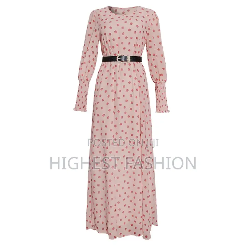 African Print Polka Dot Maxi Chiffon Dress