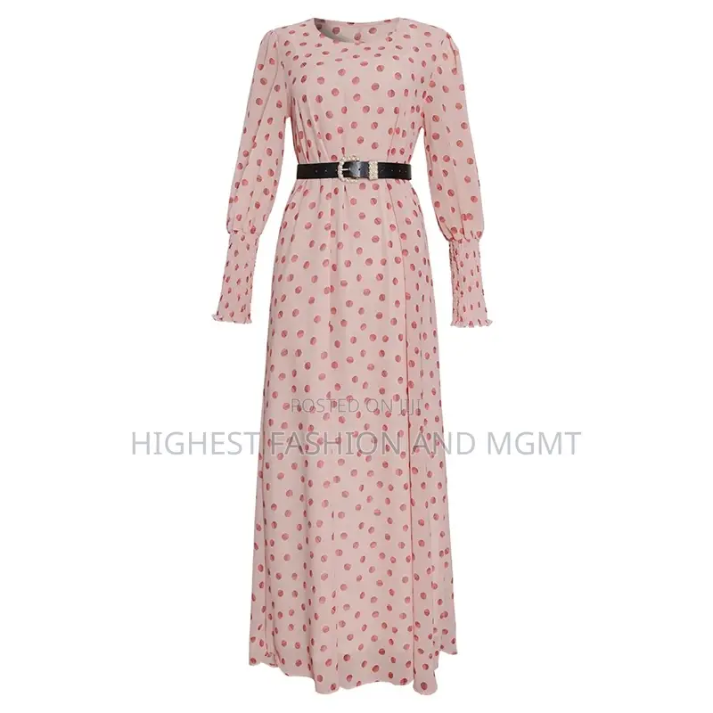 African Print Polka Dot Maxi Chiffon Dress