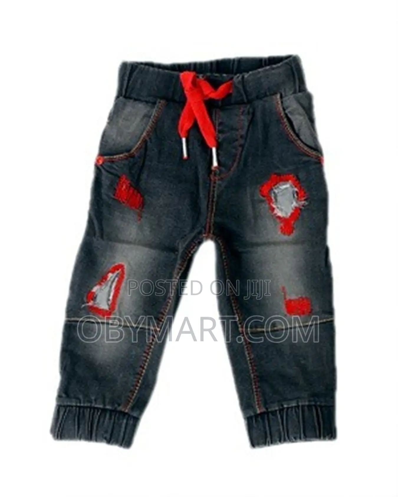 Zara Boys Unique Black Jean Trouser With Red Design