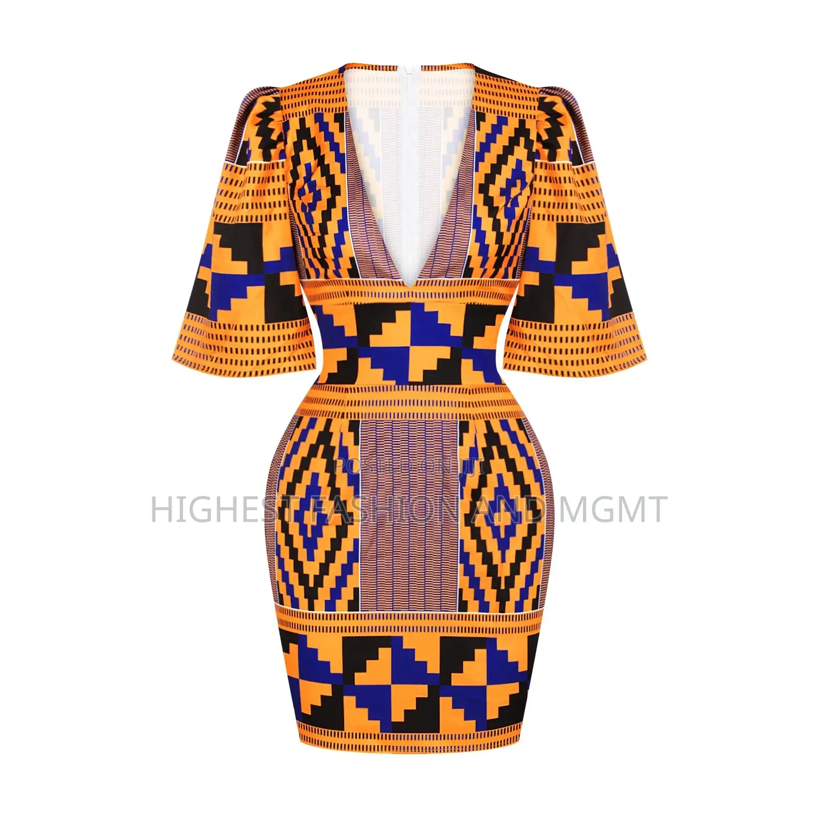Summer v-Neck African Print Dress