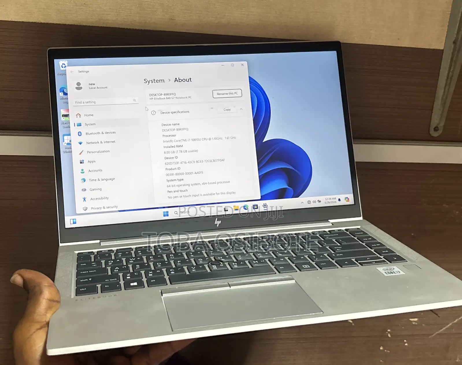 Laptop HP EliteBook 840 G7 8GB Intel Core i7 SSD 256GB