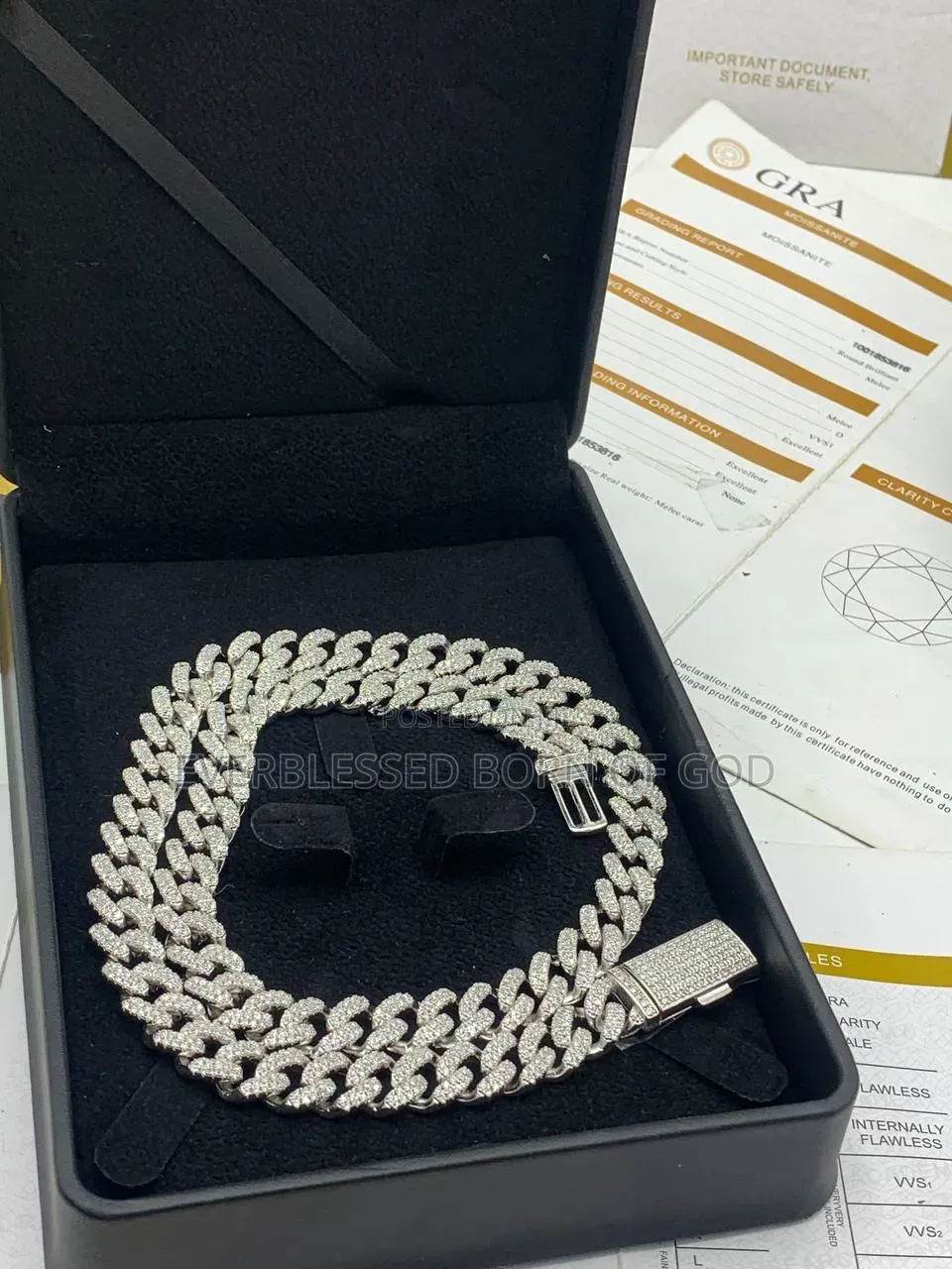 VVS Moissanite Cube- Linked and Cuban Neck Chain