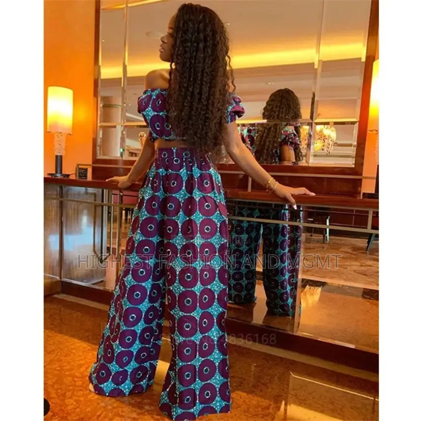 Off Shoulder Crop Top and Wide Leg Trousers Ankara