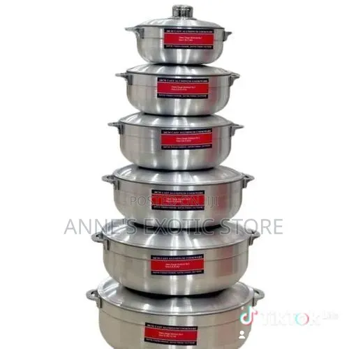 6pcs Heavy-Duty Cast Aluminum Marmite Cookware Pot Set