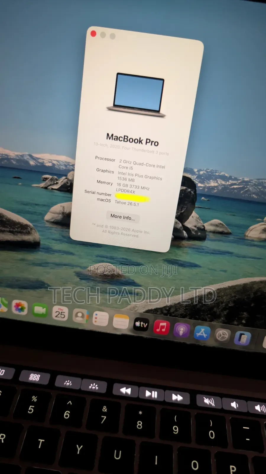 Laptop Apple MacBook Pro 2020 16GB Intel Core i5 SSD 500GB