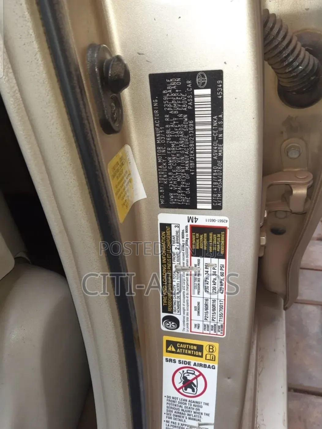 Toyota Camry 2011 Gold