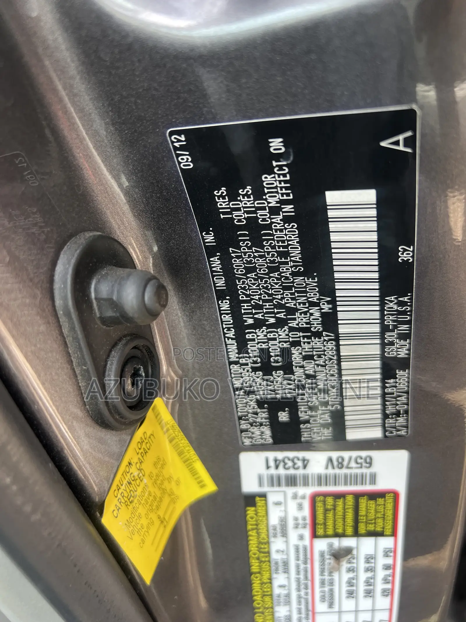 Toyota Sienna XLE AWD 7-Passenger 2013 Gray