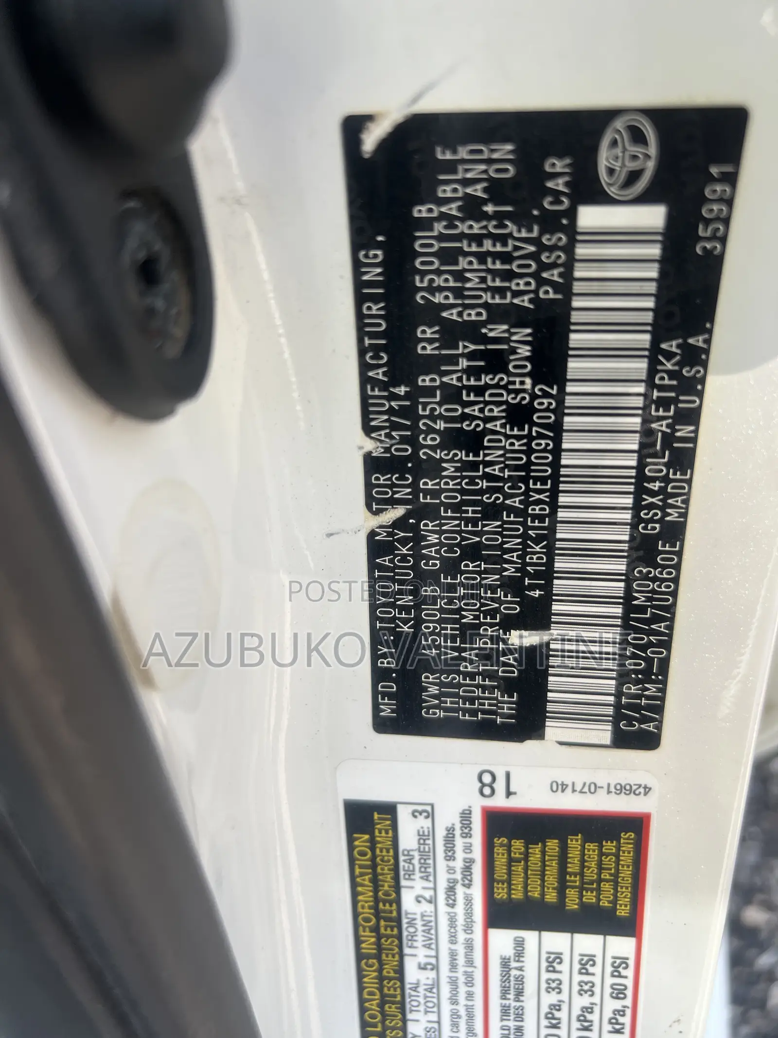 Toyota Avalon 2014 White