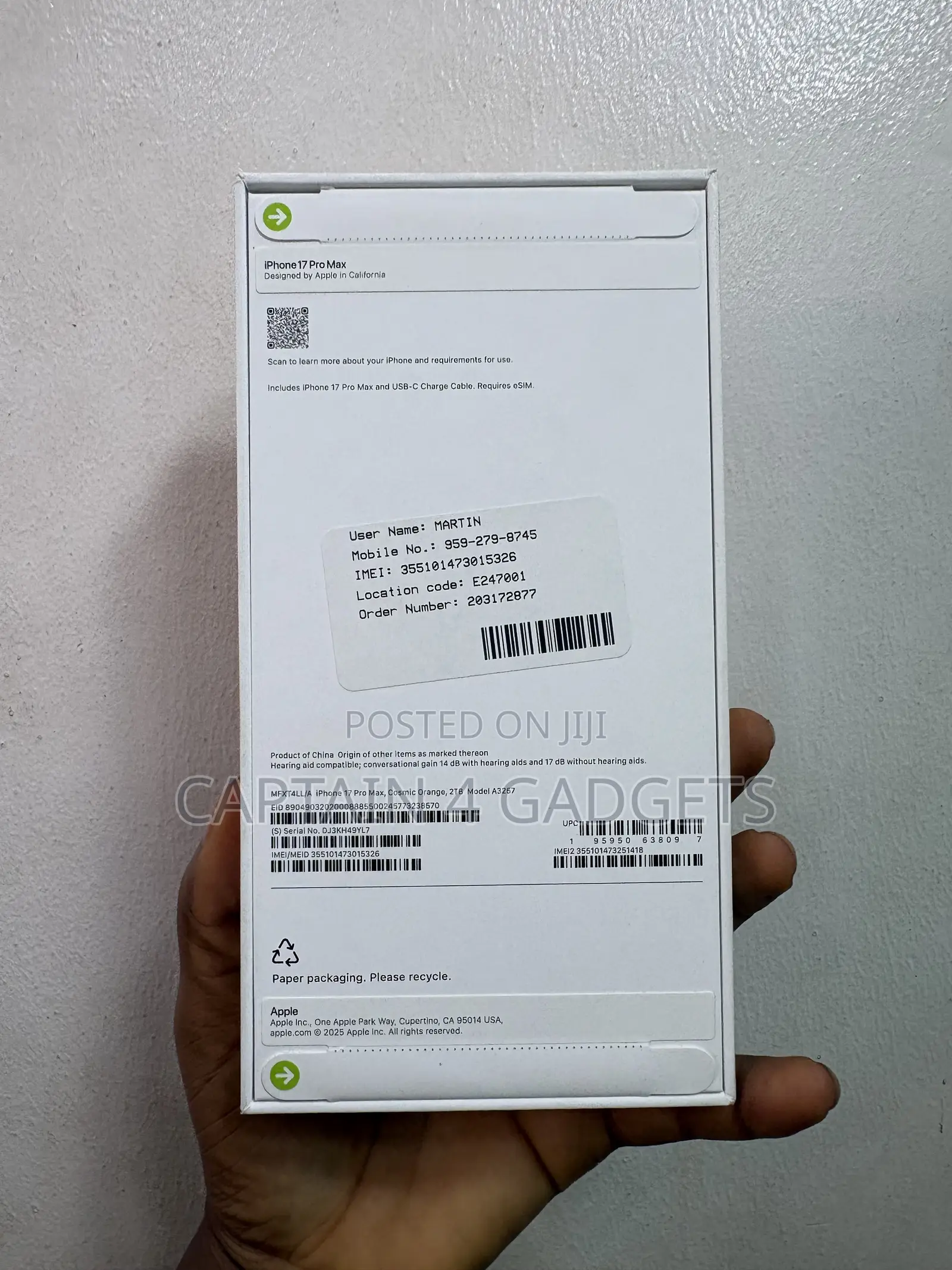 New Apple iPhone 17 Pro Max 2 TB Orange