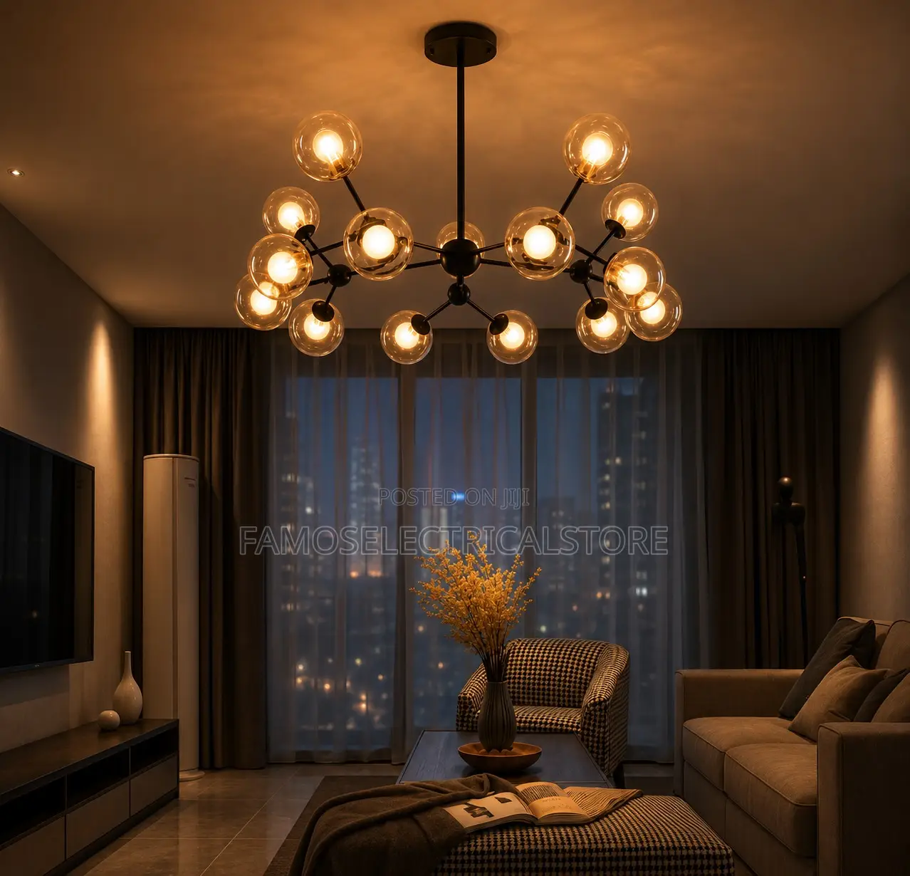 Modern Black Molecular Chandelier