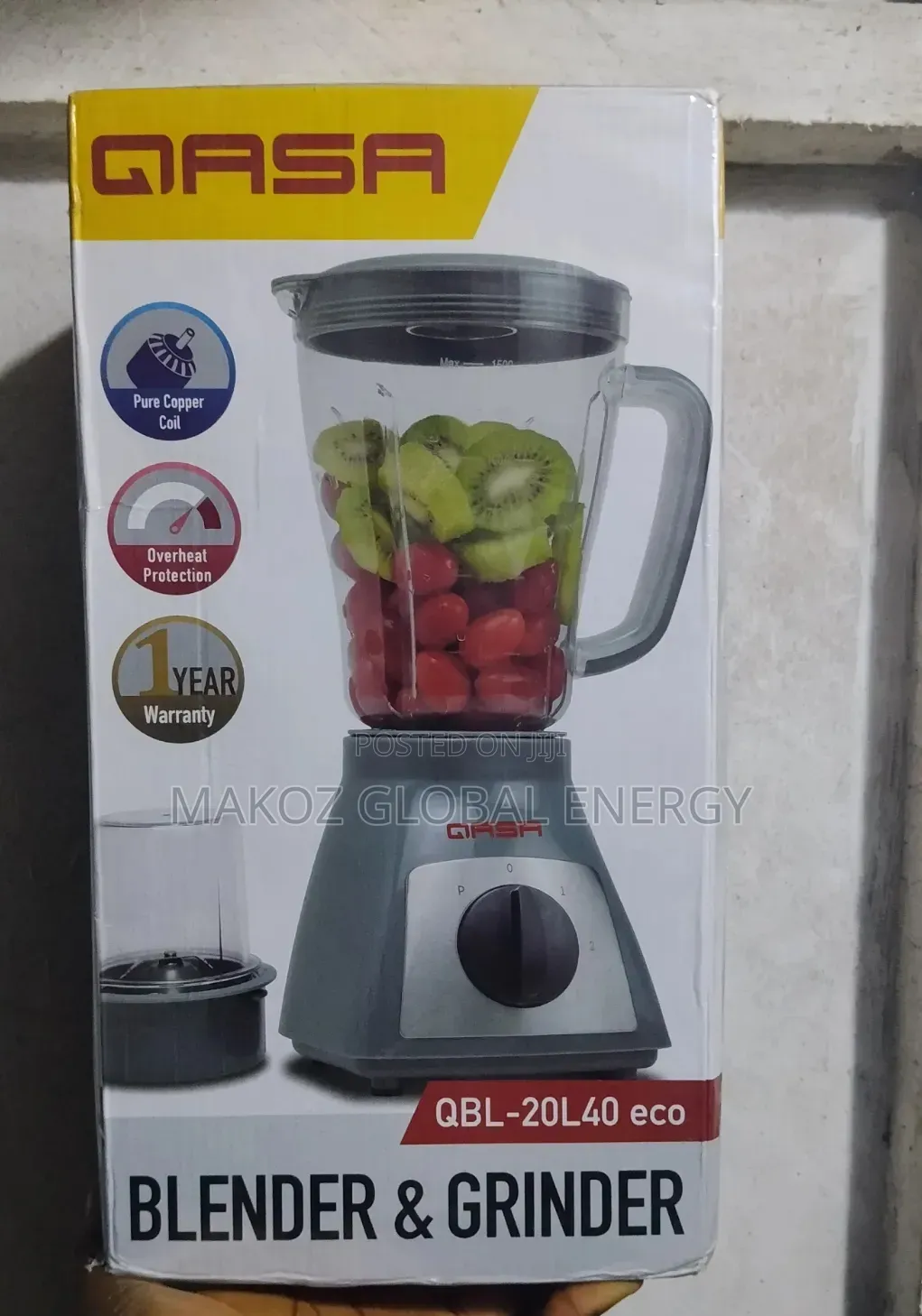 Qasa 2-in-1 Blender Grinder QBL-20l40 Eco | 1yr Warranty |