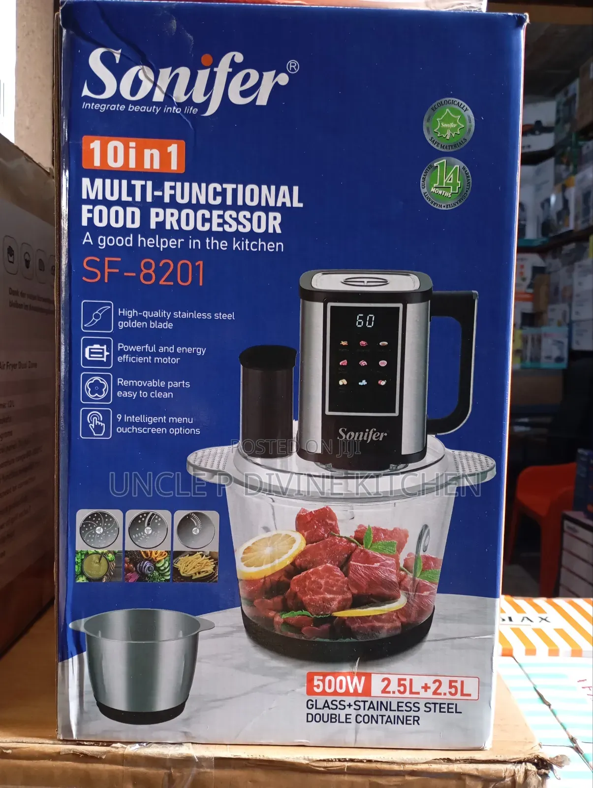 Sonifer Sf8201, 10in1 Multi Functional Food Processor (With 2 Bowls)