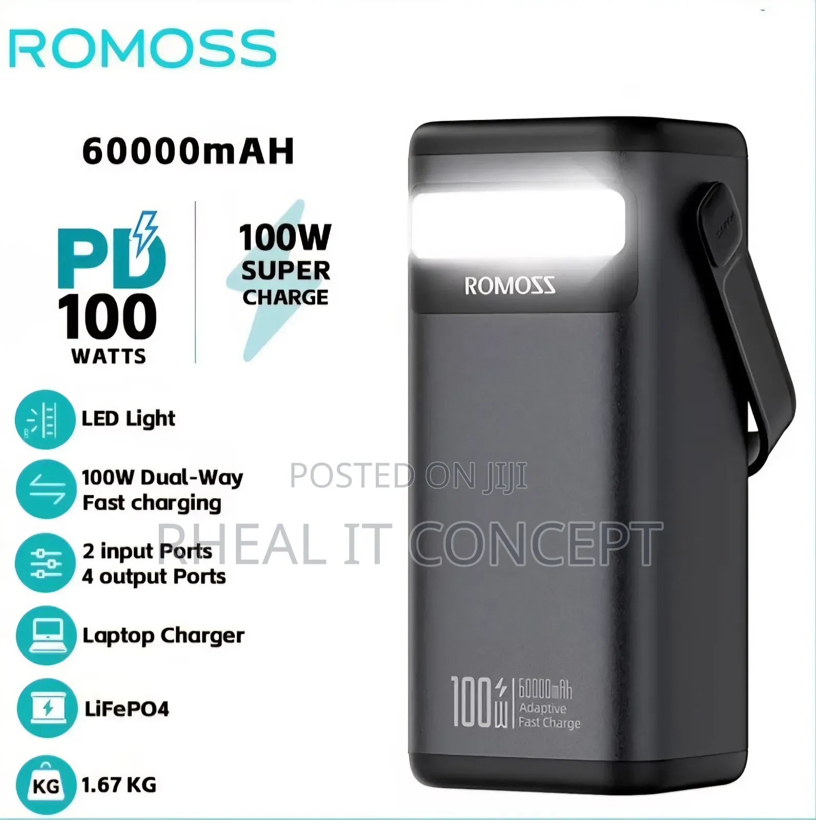 Romoss Pmt60 Fast Charging Power Bank 60,000mah