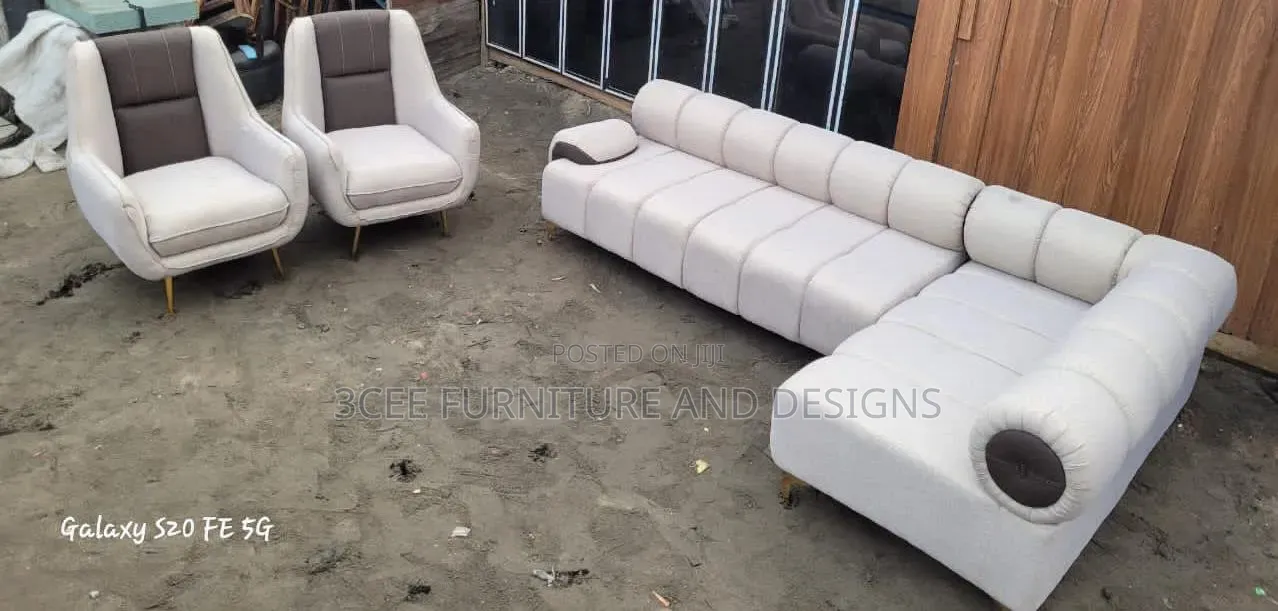Cream Color L Couch and 2 Singles